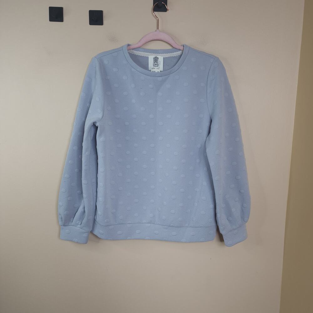 Lili's Closet Long Sleeve Crewneck Polka-dot Sweatshirt in Grey Size M